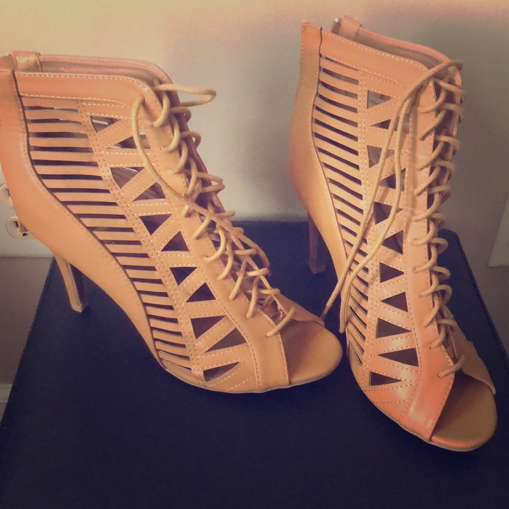 Tan Lace Up Heels